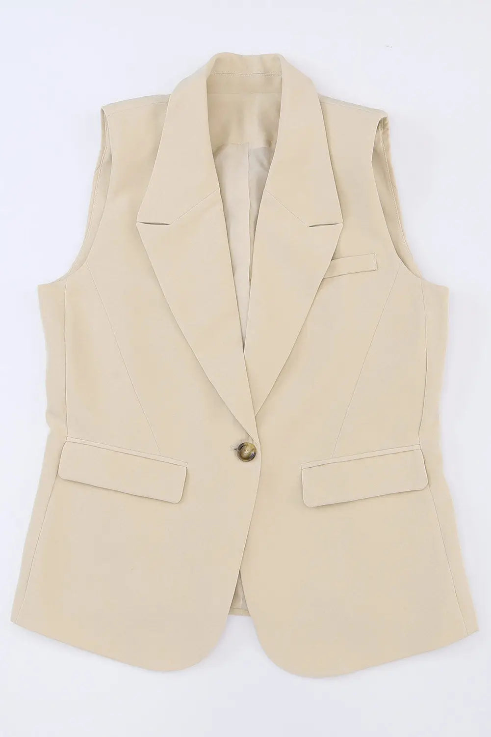 Black single button pocketed lapel vest blazer - outerwear