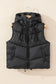 Black sleek quilted puffer hooded vest coat - outerwear