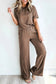Black Solid Color T Shirt 2pcs Wide Leg Pants Set - Fashionfitz