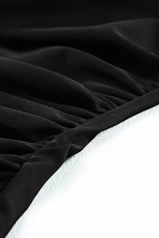 Black Solid Square Neck Sleeveless Tankini Swimsuit - Fashionfitz