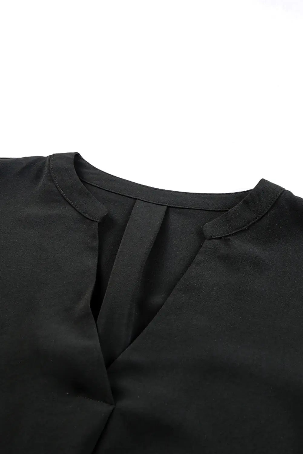 Black split v neck ruffled sleeves shirt dress - mini dresses