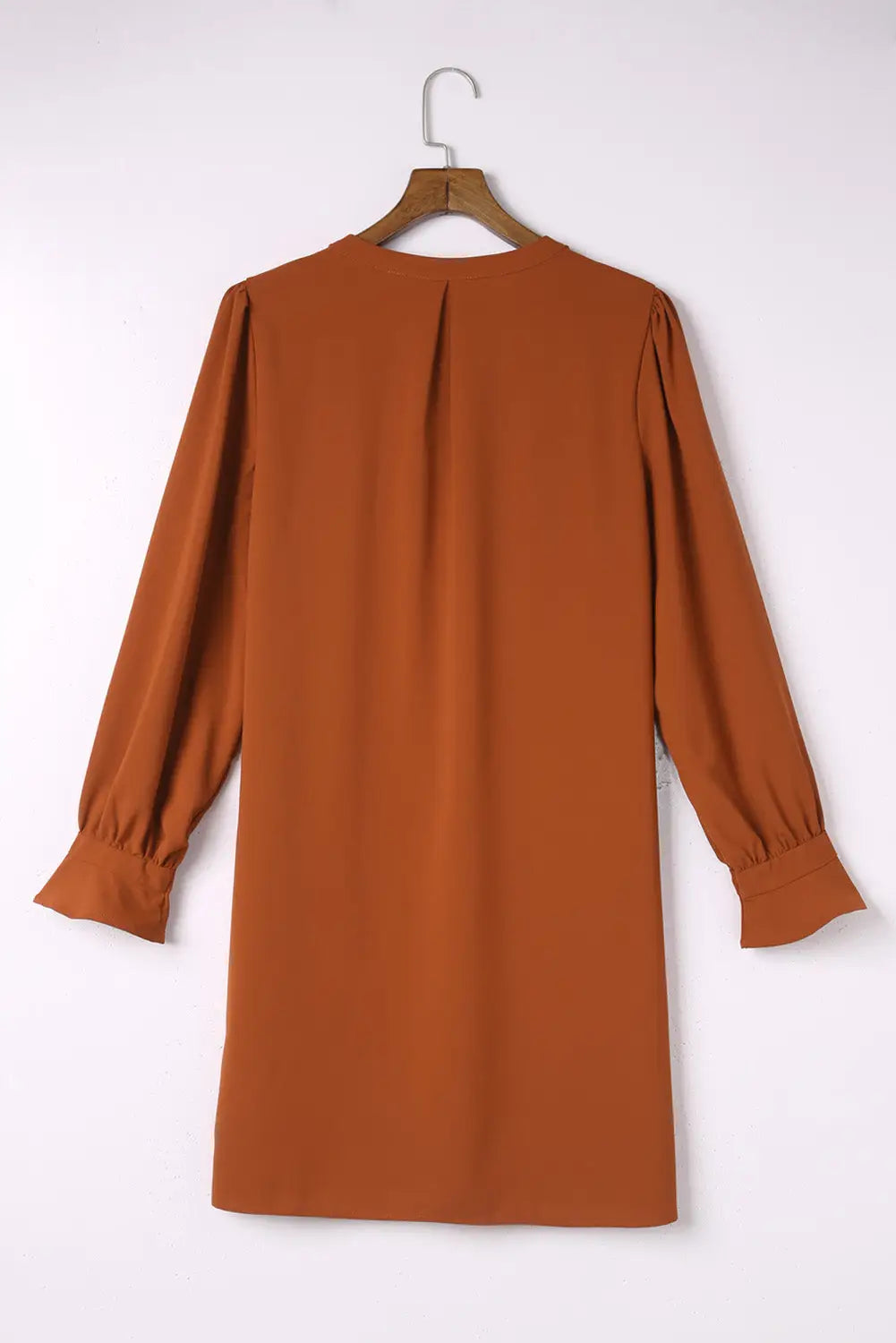 Black split v neck ruffled sleeves shirt dress - mini dresses