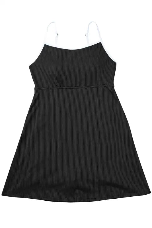 Black sporty one piece swim dress - dresses