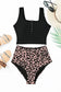 Black square neck sleeveless fashion print tankini set - tankinis