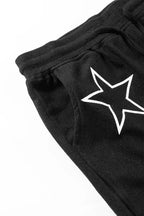 Black Stars Print Long Sleeve Drawstring High Waist Lounge Set - Fashionfitz