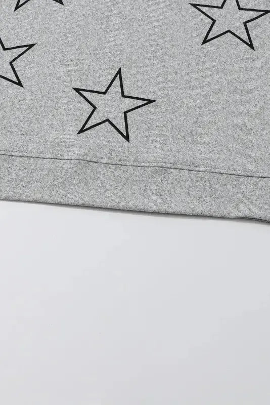 Black Stars Print Long Sleeve Drawstring High Waist Lounge Set - Fashionfitz