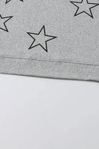 Black Stars Print Long Sleeve Drawstring High Waist Lounge Set - Fashionfitz