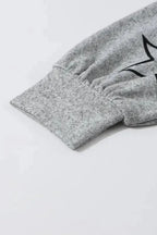 Black Stars Print Long Sleeve Drawstring High Waist Lounge Set - Fashionfitz