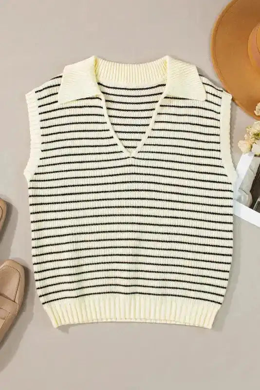 Black Stripe Knit Tank Top - Fashionfitz