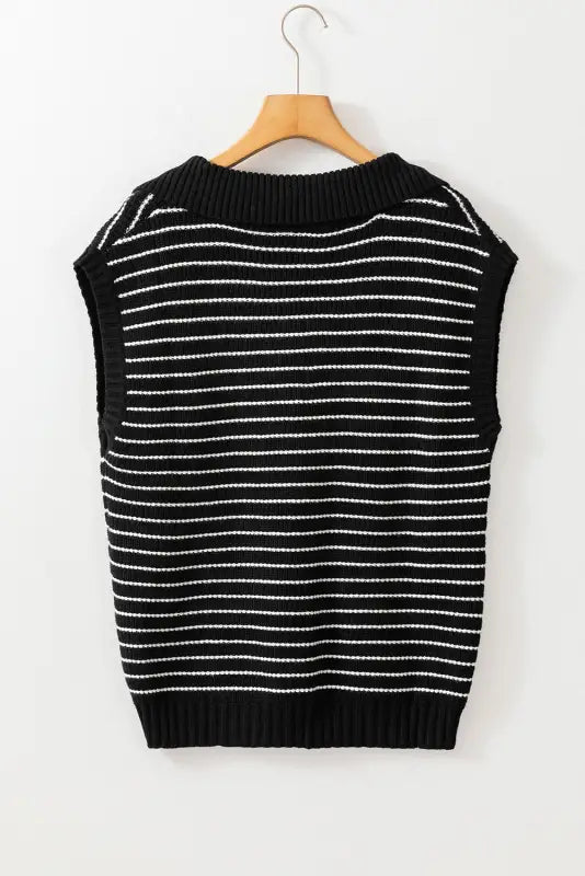 Black stripe knit tank top - sweater vests