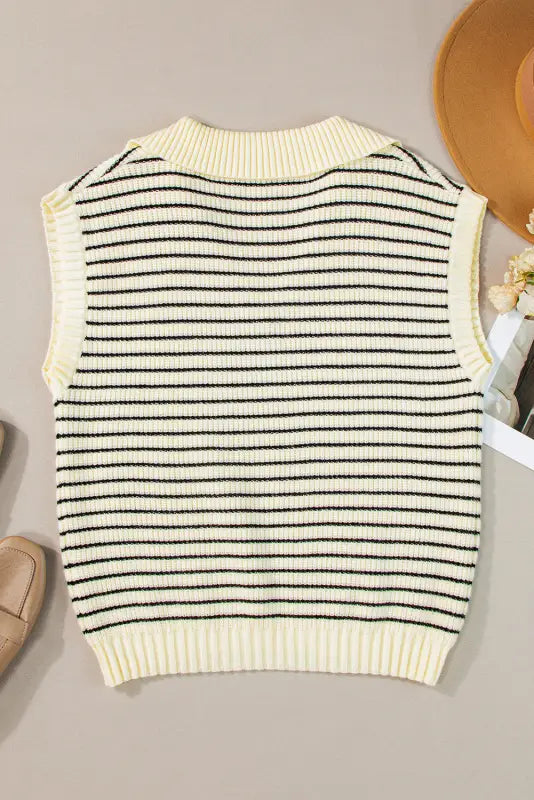 Black stripe knit tank top - sweater vests