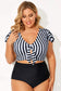 Black stripe plus size high-waist bikini swimwear