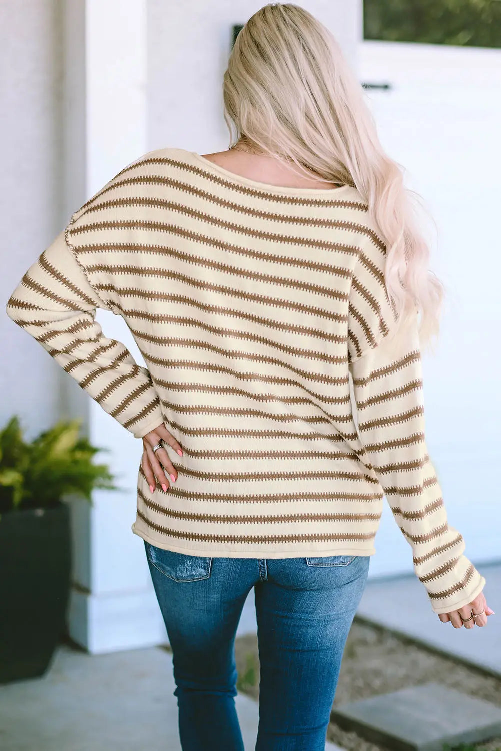 Black striped drop shoulder oversized sweater - sweaters & cardigans