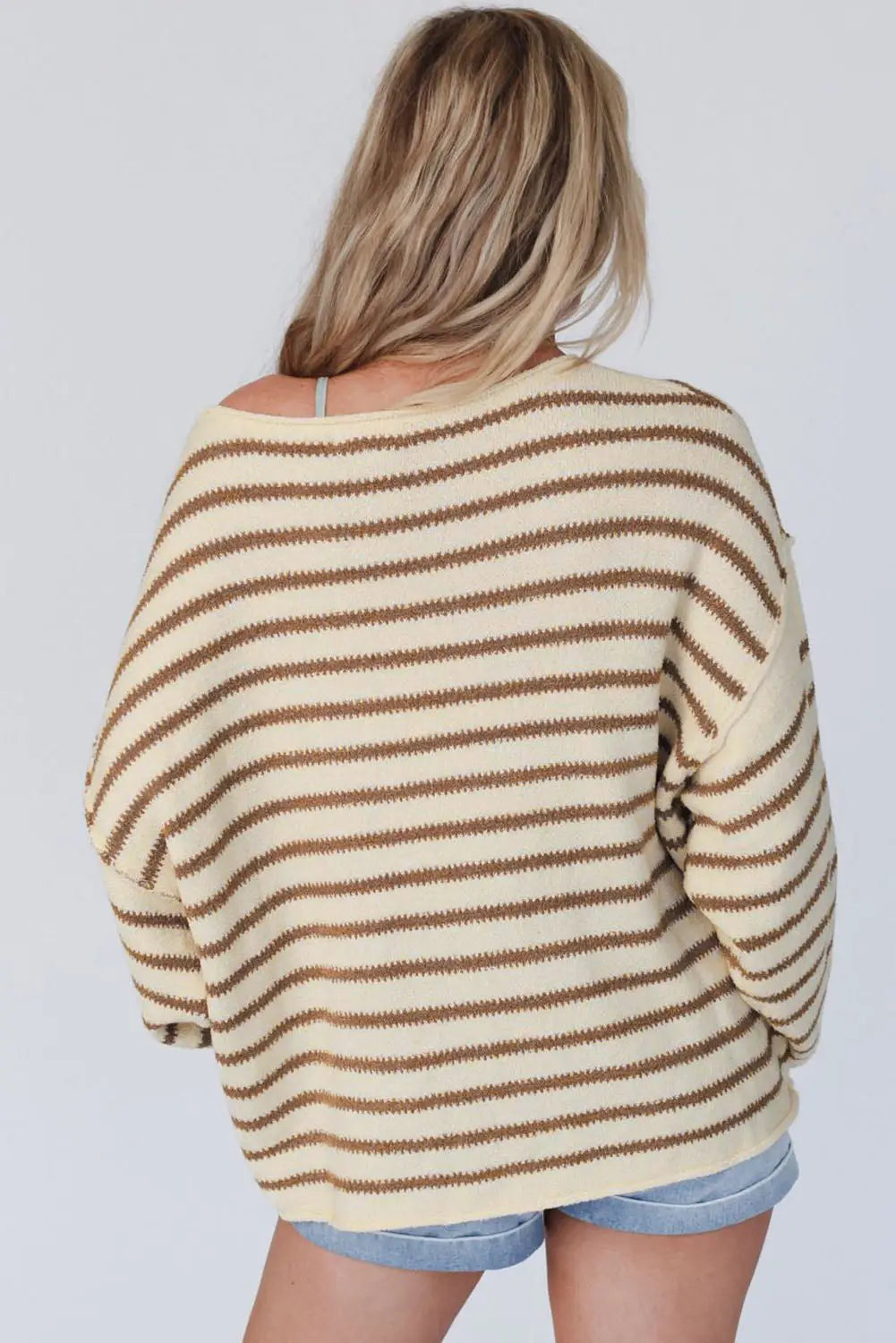 Black striped drop shoulder oversized sweater - sweaters & cardigans