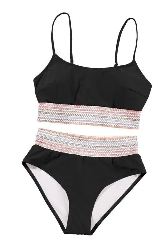 Black striped high waist bikini swimsuit - swimwear/high waisted