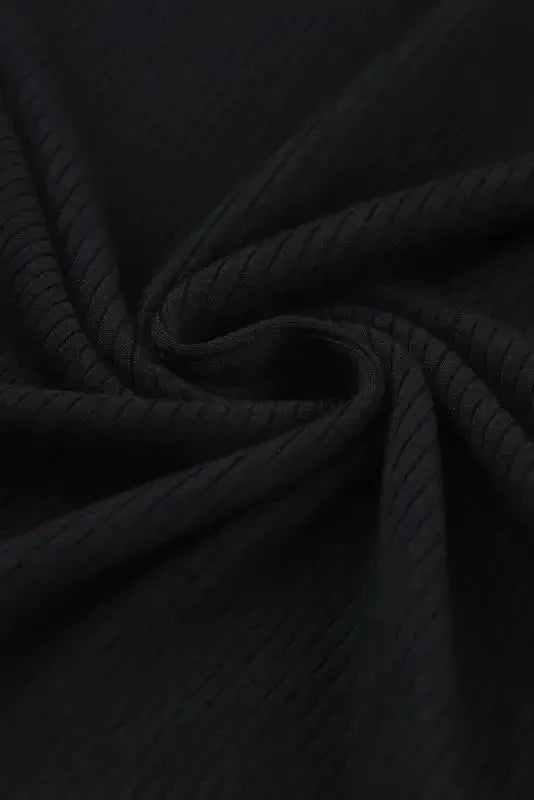 Black Striped Mesh Long Sleeve Crewneck Ribbed Top - Fashionfitz