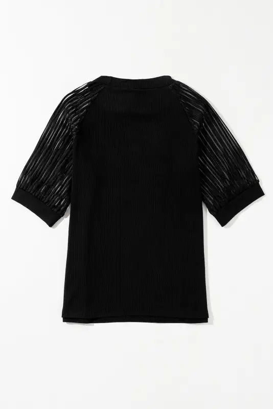 Black striped mesh sleeve t shirt - tops/tops & tees