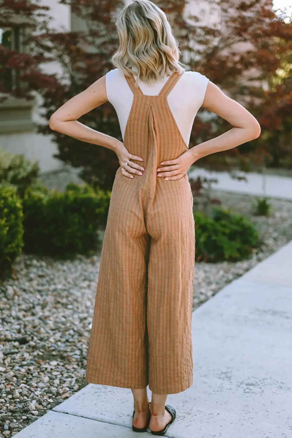 Black striped pleated wide leg pocketed jumpsuit - jumpsuits & rompers