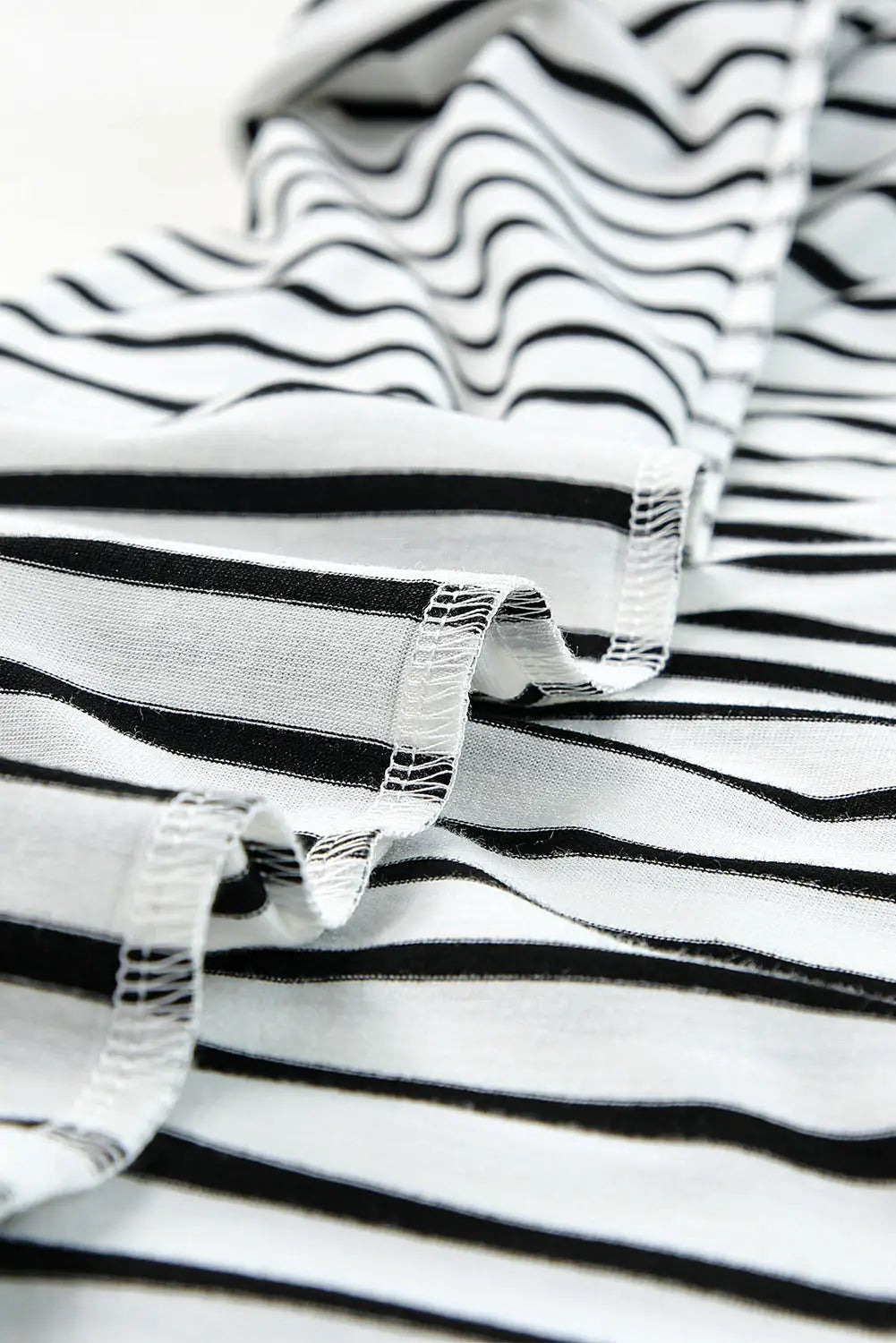 Black striped print side split short sleeve v neck maxi dress - dresses