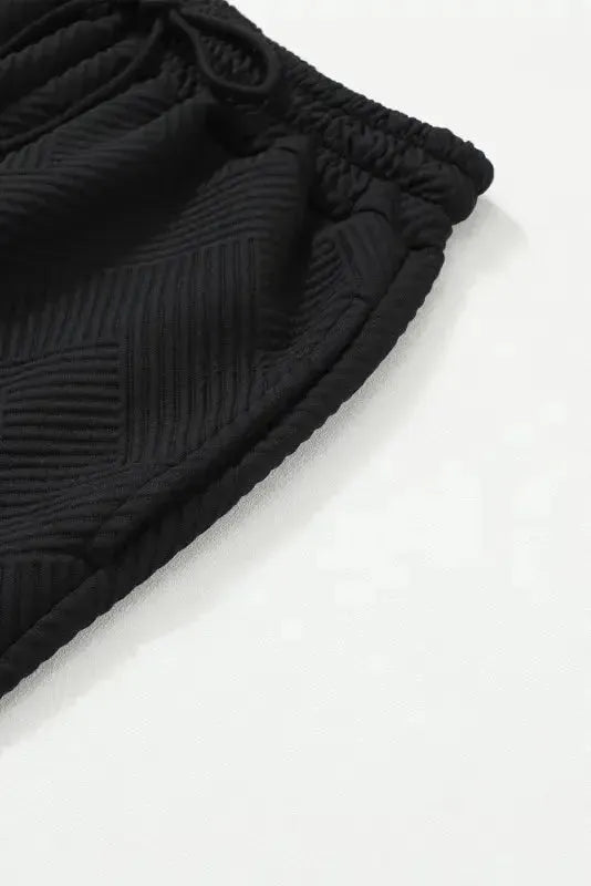 Black Textured 2-Piece Slouchy Loungewear Set - Fashionfitz