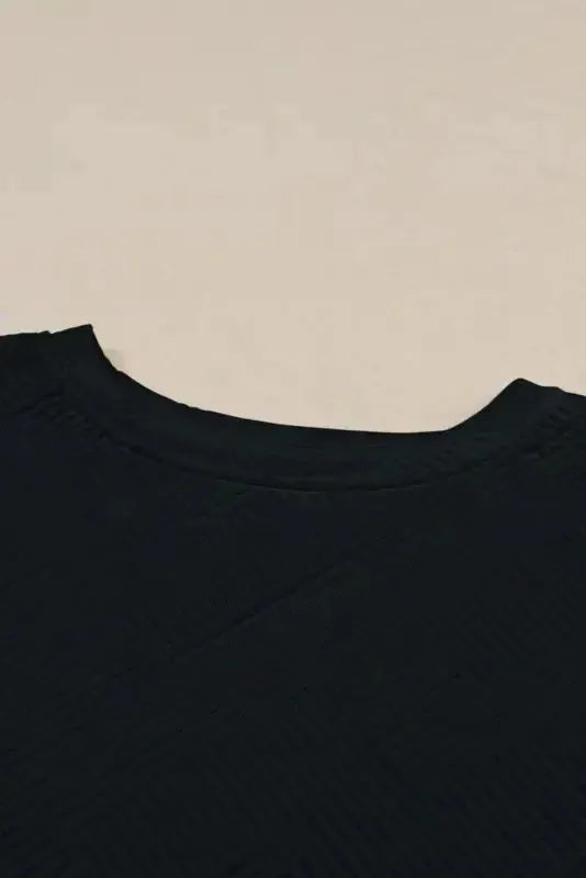 Black Textured 2-Piece Slouchy Loungewear Set - Fashionfitz