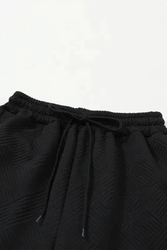 Black Textured 2-Piece Slouchy Loungewear Set - Fashionfitz