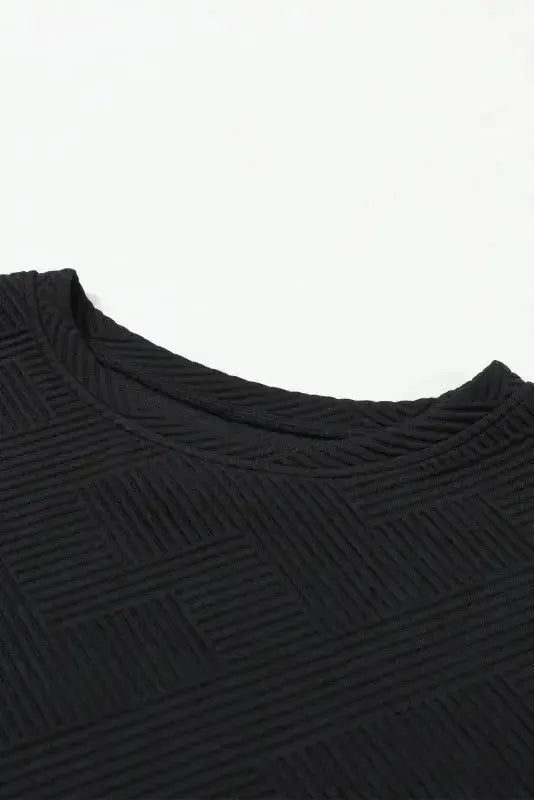 Black Textured 2-Piece Slouchy Loungewear Set - Fashionfitz
