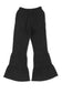 Black textured high waist ruffled bell bottom pants - wide leg