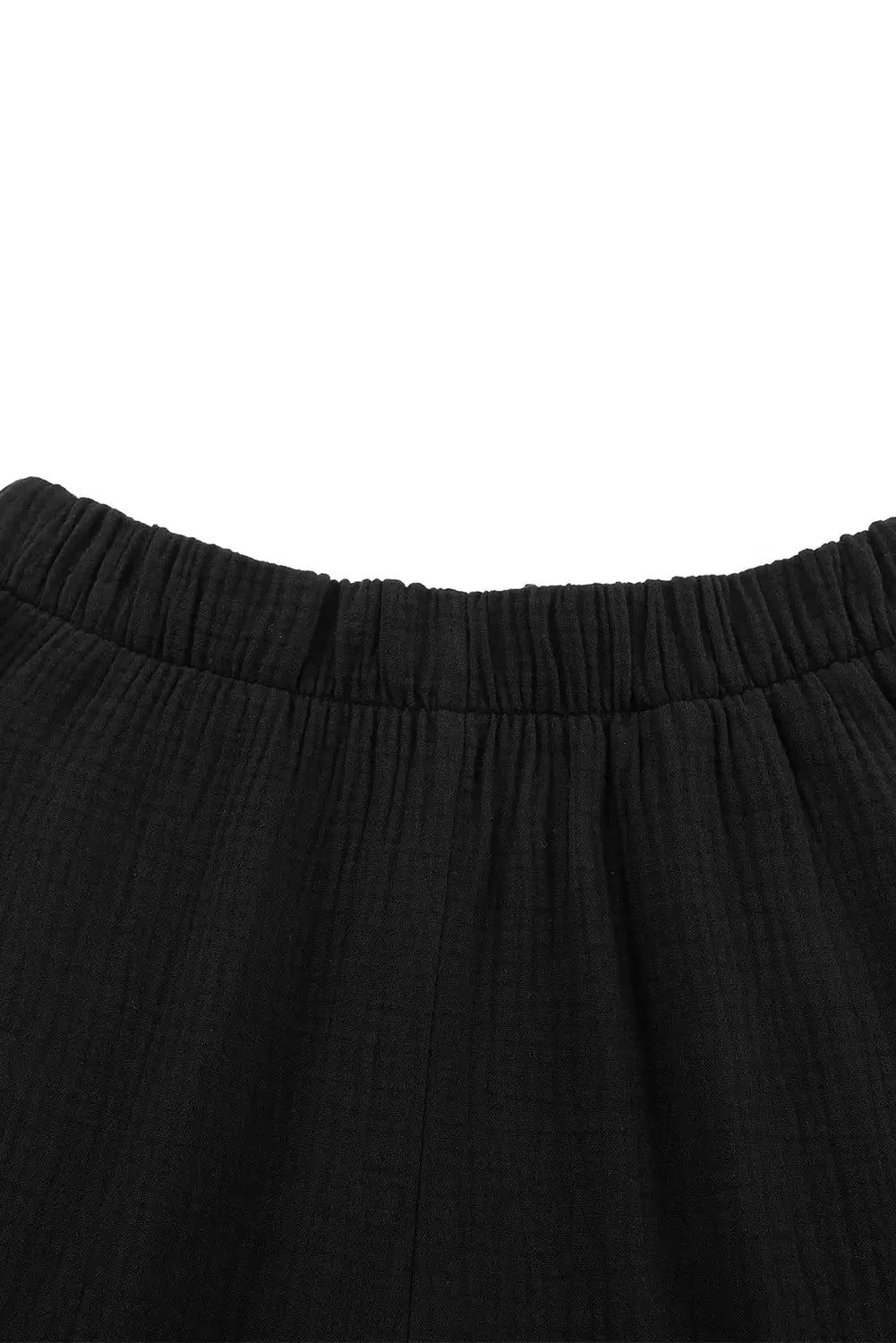 Black textured high waist ruffled bell bottom pants - wide leg