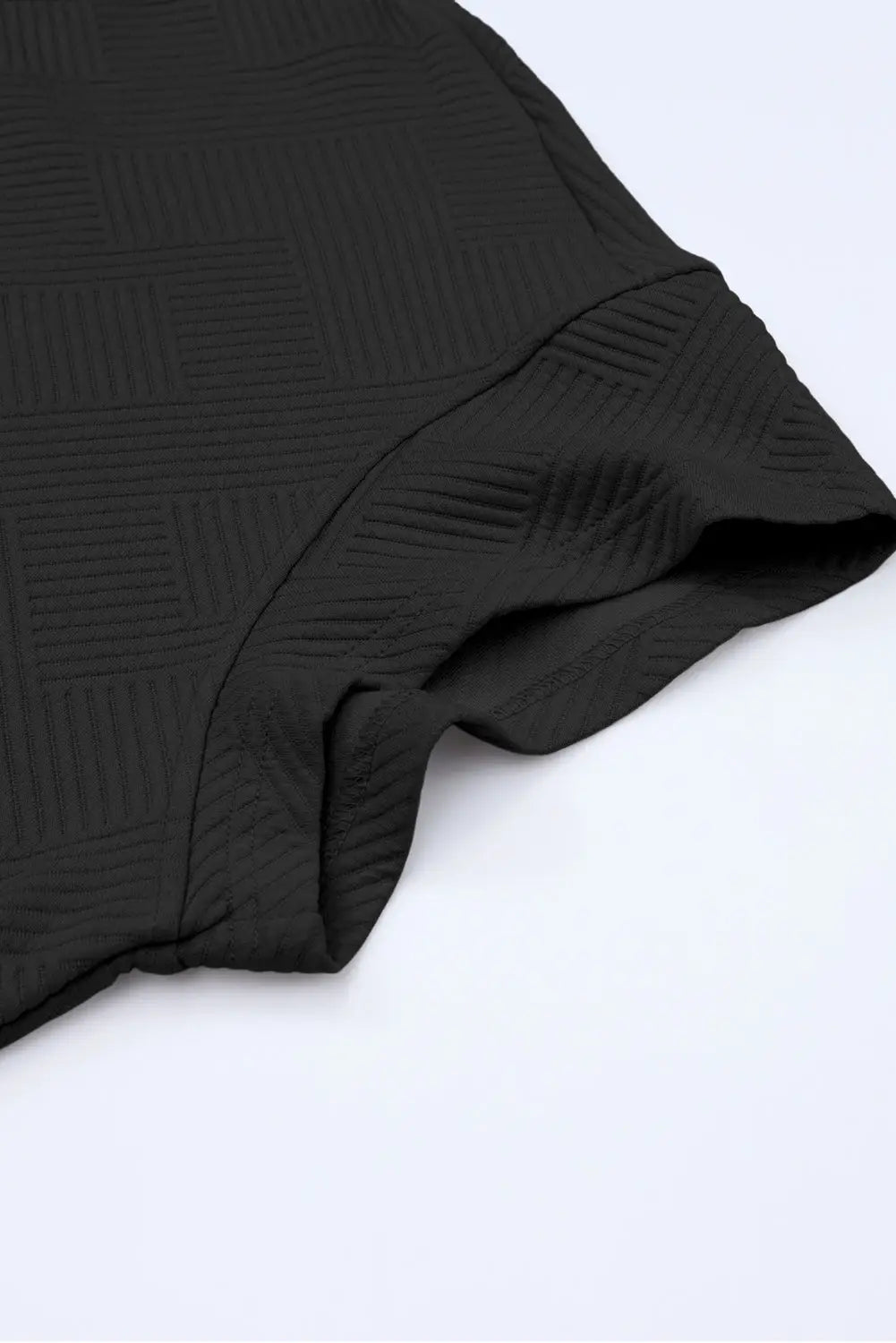 Black textured loose fit t shirt and drawstring pants set - loungewear