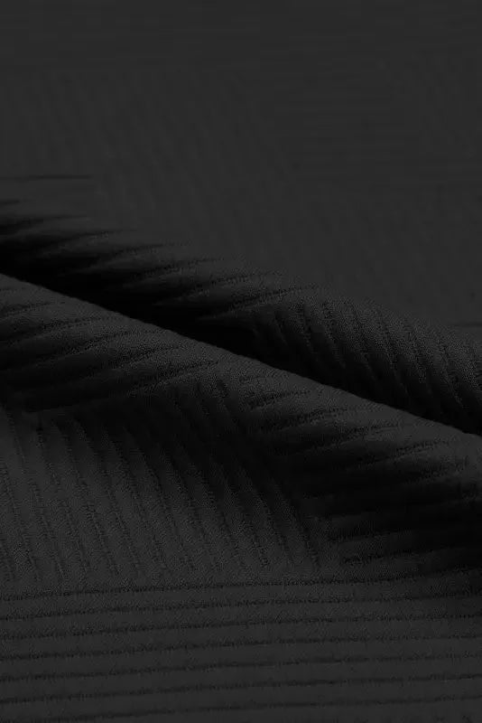 Black Textured Loose Fit T Shirt and Drawstring Pants Set - Fashionfitz