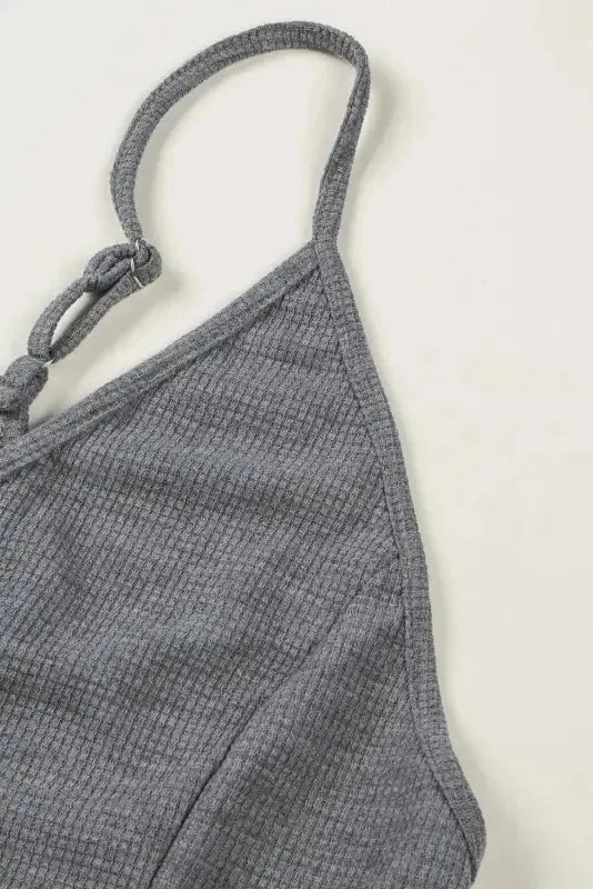 Black Textured Sleeveless V-Neck Pocketed Casual Jumpsuit - Fashionfitz