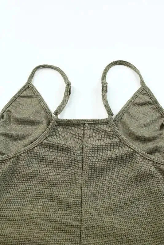 Black Textured Sleeveless V-Neck Pocketed Casual Jumpsuit - Fashionfitz