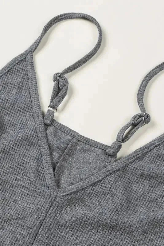 Black Textured Sleeveless V-Neck Pocketed Casual Jumpsuit - Fashionfitz