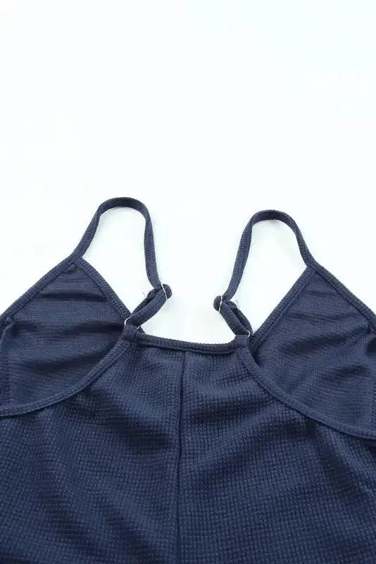 Black Textured Sleeveless V-Neck Pocketed Casual Jumpsuit - Fashionfitz