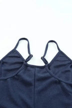 Black Textured Sleeveless V-Neck Pocketed Casual Jumpsuit - Fashionfitz