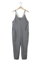 Black Textured Sleeveless V-Neck Pocketed Casual Jumpsuit - Fashionfitz