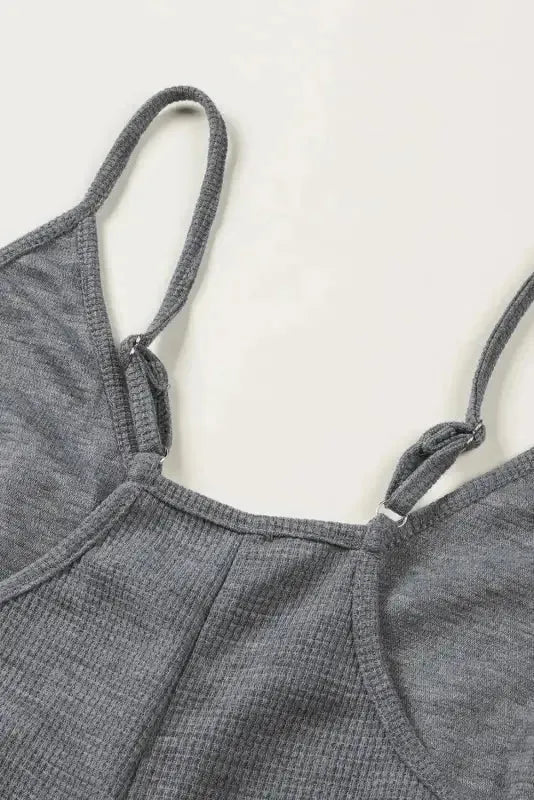 Black Textured Sleeveless V-Neck Pocketed Casual Jumpsuit - Fashionfitz