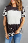 Black tie dye bleached crew neck short sleeves t-shirt - t-shirts