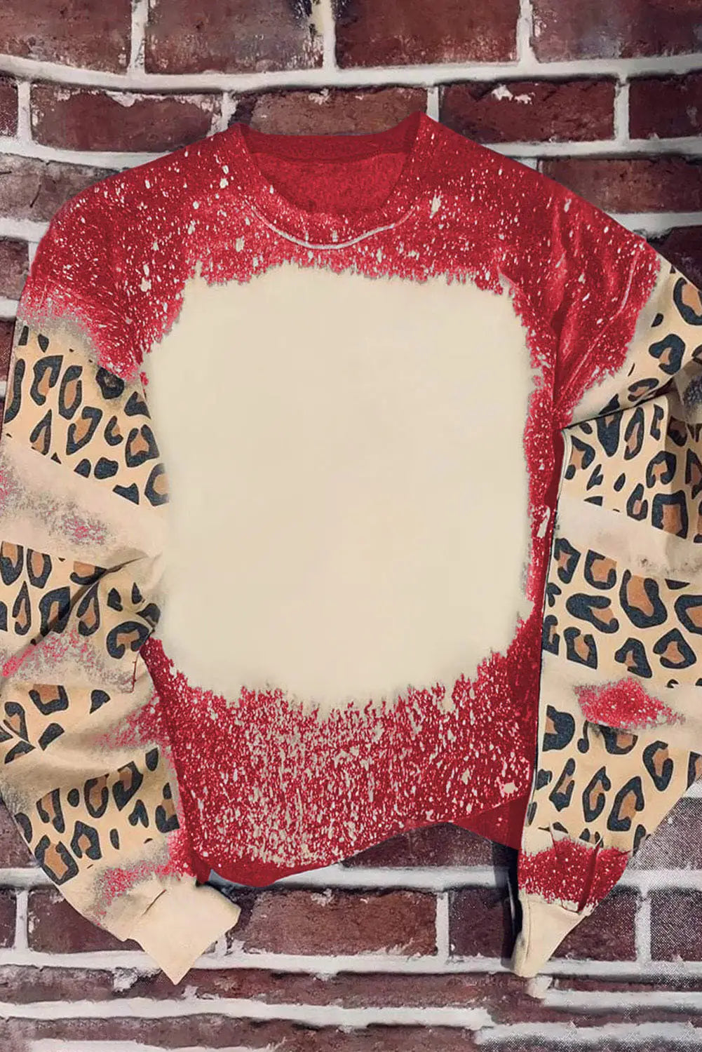 Black tie dye leopard drop shoulder sweatshirt - tops