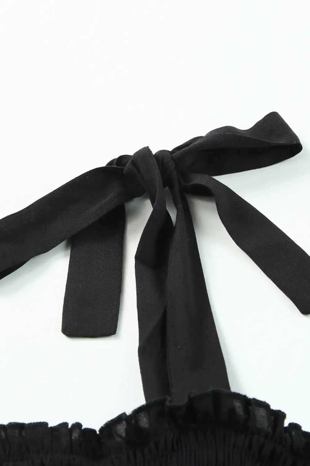 Black tie strap smocked frill tiered midi dress - dresses