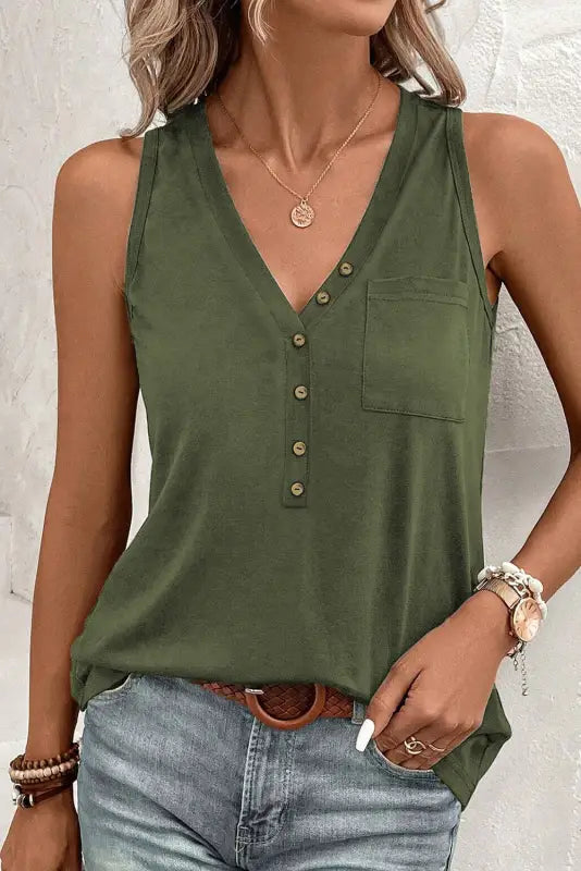 Black tunic tank top - jungle green / s / 65% polyester + 30% cotton + 5% elastane - tops/tank tops