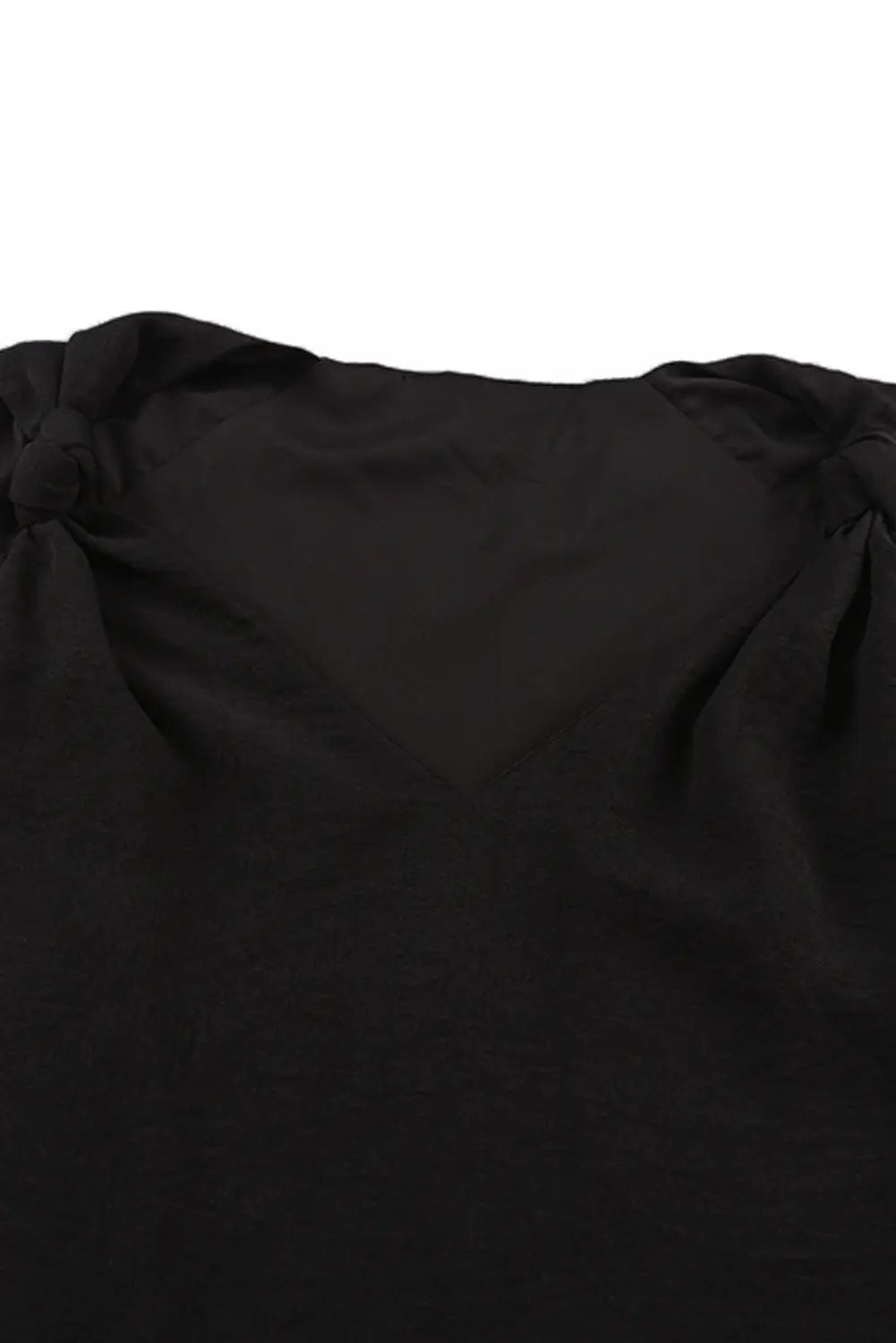 Black v neck knotted shoulder vest - tank tops