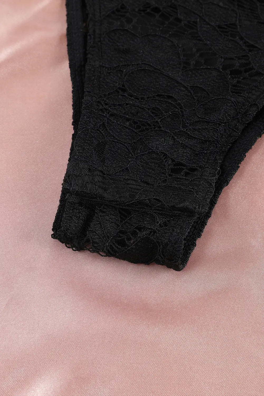 Black v neck lace sheer puff sleeve bodysuit - bodysuits