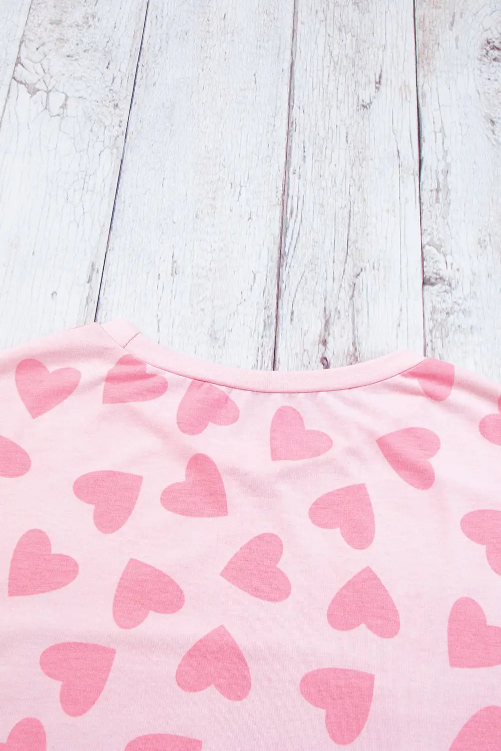 Black valentine heart shape print long sleeve top shorts lounge set - loungewear