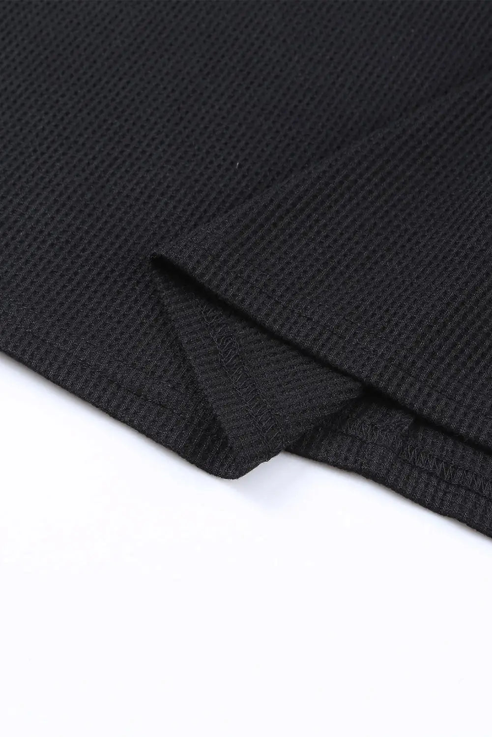 Black waffle knit animal print ruffle sleeves plus size top