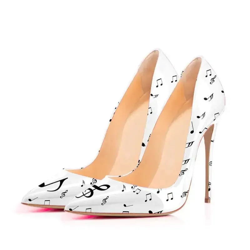 Black and White Stiletto High Heels - Fashionfitz
