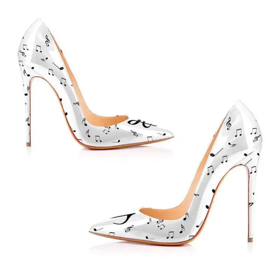 Black and White Stiletto High Heels - Fashionfitz