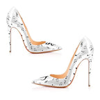 Black and White Stiletto High Heels - Fashionfitz