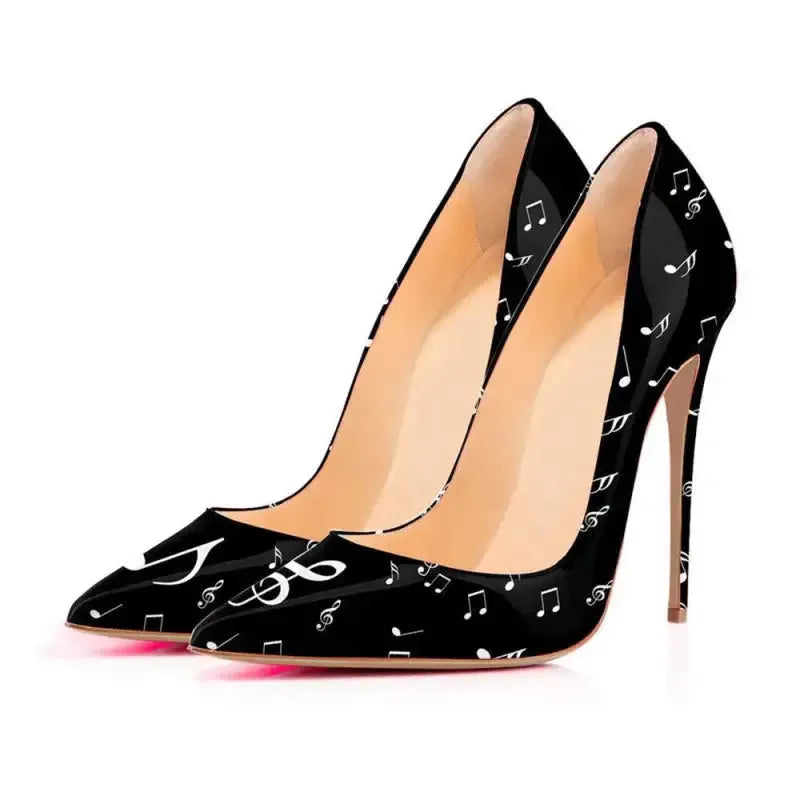 Black and White Stiletto High Heels - Fashionfitz
